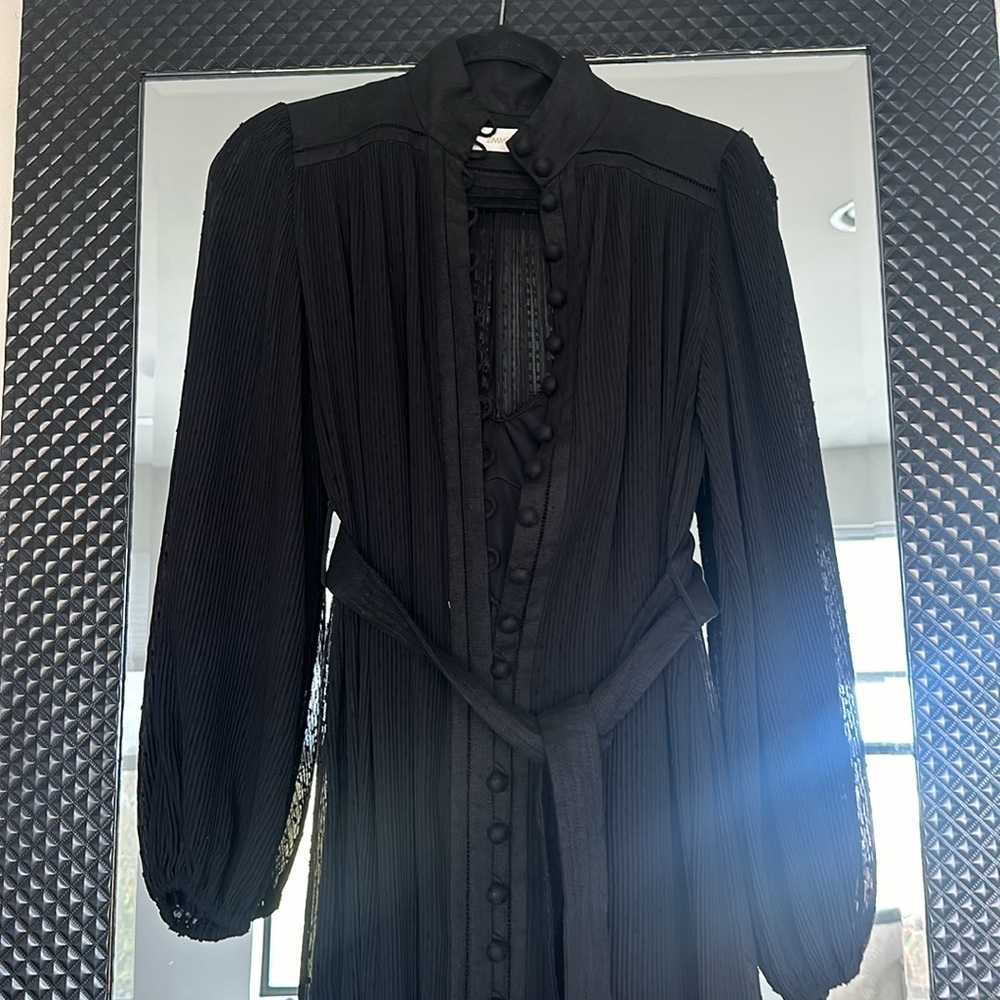 Black Zimmerman Espionage Plisse Dress